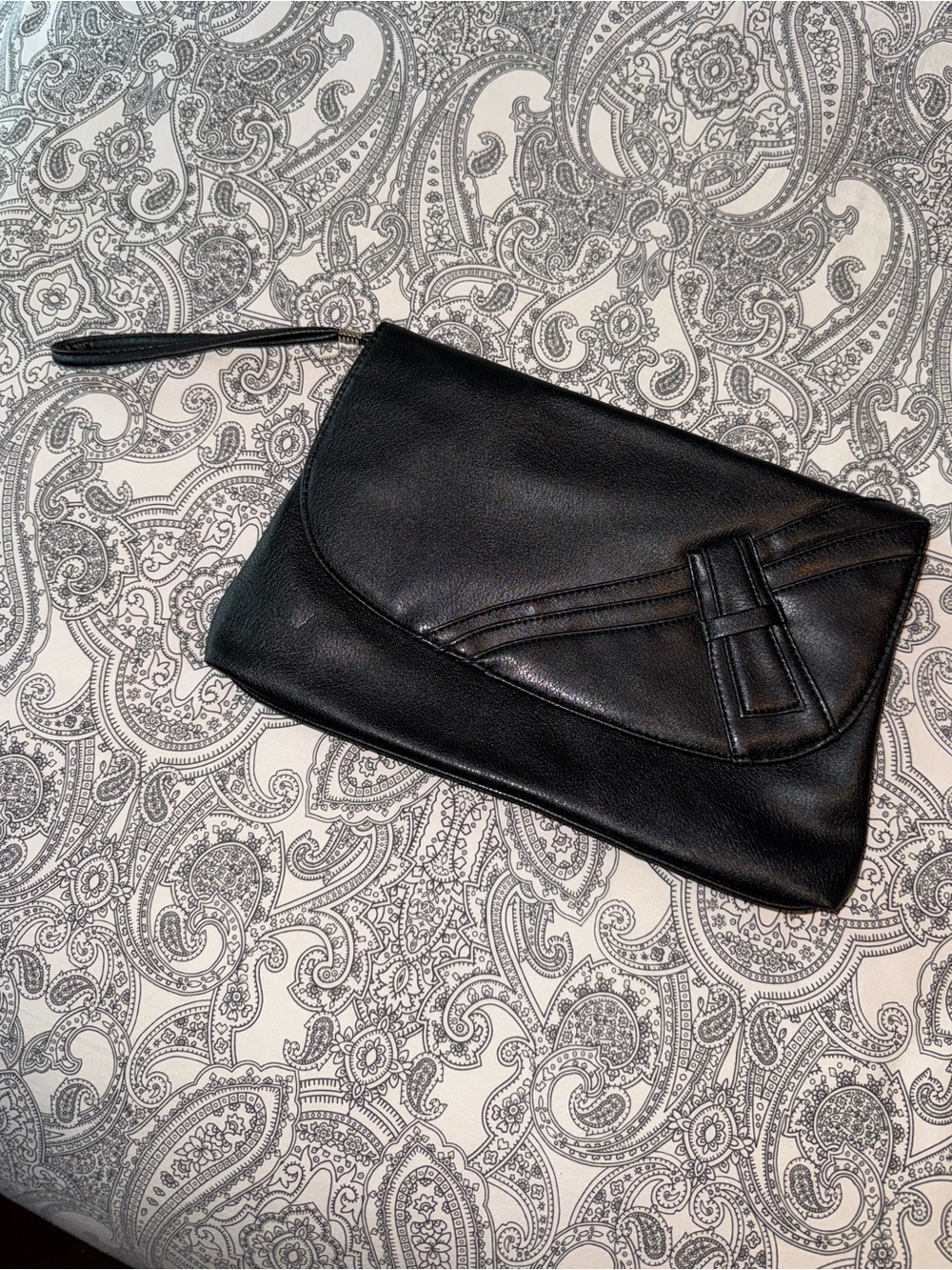 Vintage 80s ALMONDO Black Wristlet Clutch Flawless Condition Made in Korea
